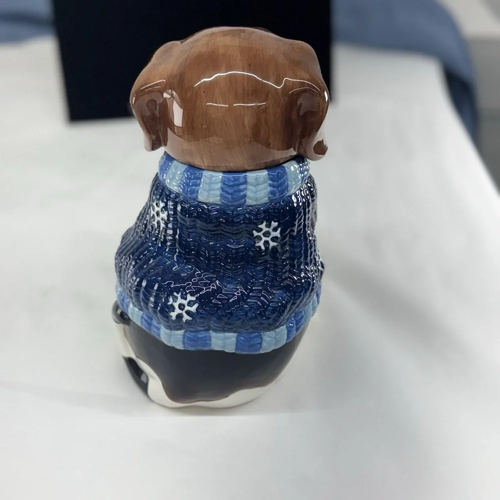 Mercuries Beagle Dog in Blue Knit Sweater With Puppy Ceramic Cookie Jar Vintage